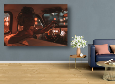 Tablouri Canvas Sexy - Tablou Canvas - Femeie sexy blonda la volan