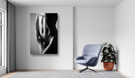 Tablouri Canvas Sexy - Tablou Canvas - Femeie sexy nud alb negru