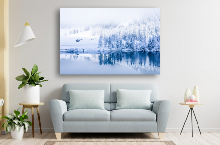 Tablouri Canvas cu peisaje - Tablou Canvas - Lacul inzapezit si reflexia brazilor
