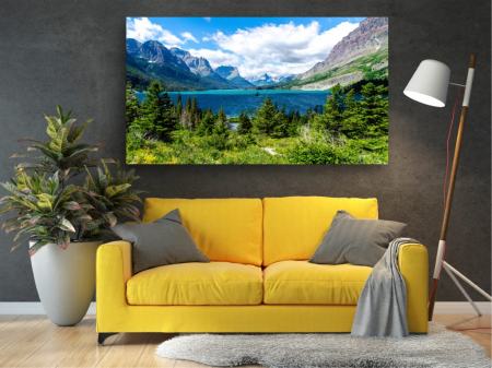 Tablouri Canvas cu peisaje - Tablou Canvas - Lacul si muntii stancosi