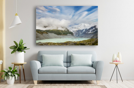 Tablouri Canvas cu peisaje - Tablou Canvas - Muntele Cook acoperit de ceata si nori