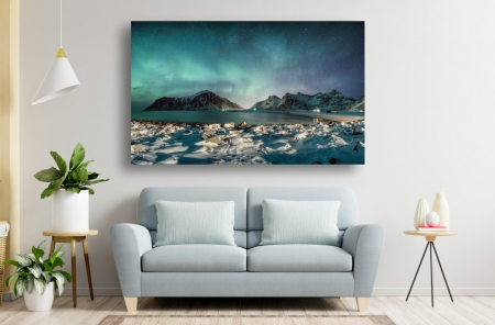 Tablouri Canvas cu peisaje - Tablou Canvas - Muntele, lacul si stelele de pe cer