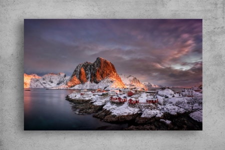 Tablou Canvas - Muntii inzapeziti si lacul inghetat in Scandinavia [1]