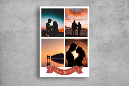 Modele Indragostiti - Tablou Canvas Personalizat - Cuplu (4 fotografii, orientare portrait)