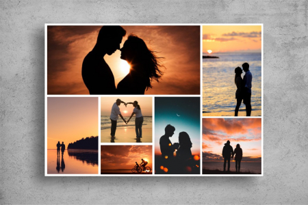 Modele Indragostiti - Tablou Canvas Personalizat - Cuplu (7 fotografii, orientare landscape)