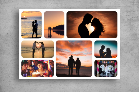 Modele Indragostiti - Tablou Canvas Personalizat - Cuplu (8 fotografii, landscape)