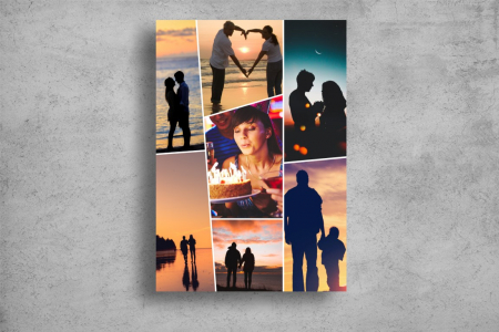 Modele Indragostiti - Tablou Canvas Personalizat - Cuplu (colaj 7 fotografii, orientare portret)