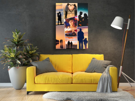 Tablou Canvas Personalizat - Cuplu (colaj 7 fotografii, orientare portret) [1]