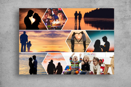 Modele Indragostiti - Tablou Canvas Personalizat - Cuplu (colaj fotografii, orientare landscape)