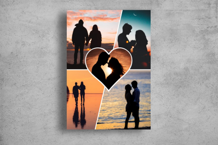 Modele Indragostiti - Tablou Canvas Personalizat - Cuplu (inimioara, 5 fotografii)