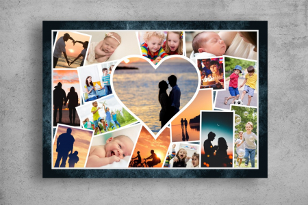 Modele Indragostiti - Tablou Canvas Personalizat - Cuplu (inimioara, colaj)