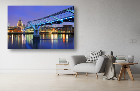 Tablouri Canvas Urbane - Tablou Canvas - Podul luminat albastru