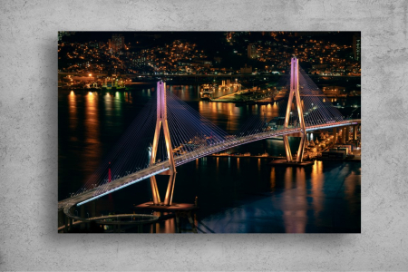 Tablou Canvas - Podul luminat noaptea [1]