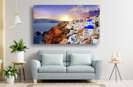 Tablouri Canvas Urbane - Tablou Canvas - Rasarit in Santorini