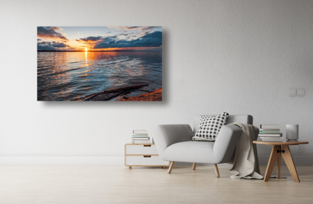 Tablouri Canvas cu peisaje - Tablou Canvas - Rasarit innorat la malul marii