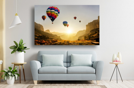 Tablouri Canvas cu peisaje - Tablou Canvas - Rasaritul printre baloanele colorate