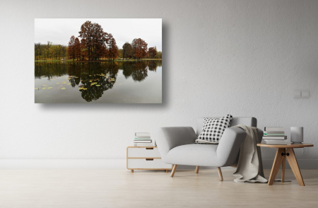Tablouri Canvas cu peisaje - Tablou Canvas - Reflexia pomilor in lacul din parc