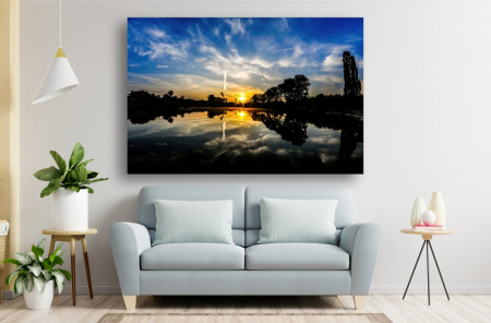 Tablouri Canvas cu peisaje - Tablou Canvas - Reflexia termocentralei