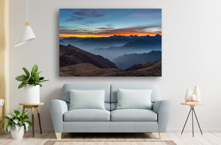 Tablouri Canvas cu peisaje - Tablou Canvas - Silueta muntilor la apus