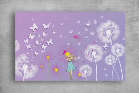Tablouri Canvas - Copii - Tablouri Canvas - Copii - Fetita si fluturi