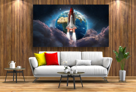 Tablouri Canvas - Univers - Pamantul si racheta [1]