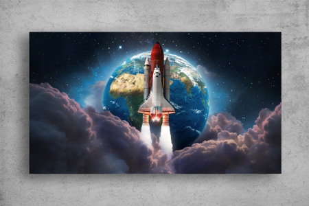 Tablouri Canvas - Univers - Tablouri Canvas - Univers - Pamantul si racheta