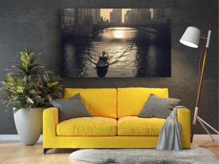 Tablouri Canvas Urbane - Printre blocuri cu barca [1]
