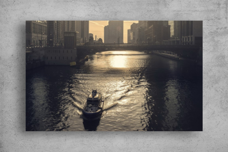 Tablouri Canvas Urbane - Tablouri Canvas Urbane - Printre blocuri cu barca