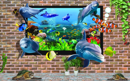 Tapet Premium Canvas - 3d abstract viata in acvariu [1]