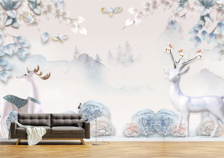 Animale - Tapet Premium Canvas - Abstract 3d cerbi