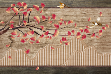Tapet Premium Canvas - Abstract copac cu flori [1]