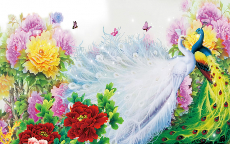 Tapet Premium Canvas - Abstract fazani natura [1]