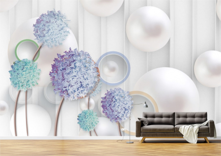 Flori - Tapet Premium Canvas - Abstract flori colorate cercuri