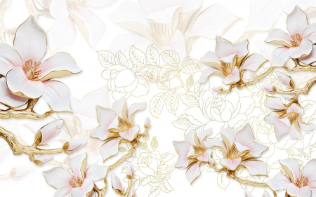 Tapet Premium Canvas - Abstract flori roz [1]