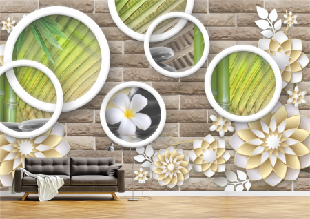 Flori - Tapet Premium Canvas - Abstract flori si inele
