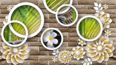 Tapet Premium Canvas - Abstract flori si inele [1]