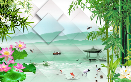 Tapet Premium Canvas - Abstract peisaj asiatic [1]