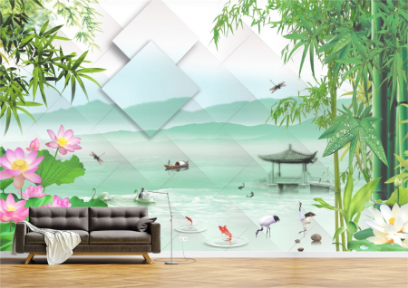 Peisaje - Tapet Premium Canvas - Abstract peisaj asiatic