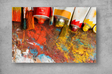Tapet Premium Canvas - Acuarele si pensule colorate [1]