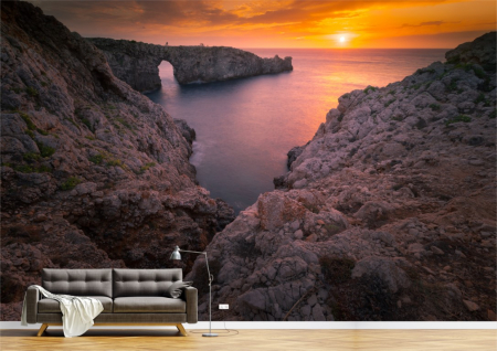 Peisaje - Tapet Premium Canvas - Apus printre stanci