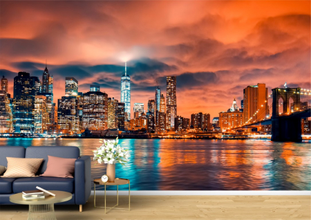 Urbane - Tapet Premium Canvas - Apusul soarelui in Manhattan