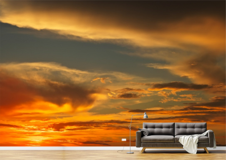 Peisaje - Tapet Premium Canvas - Apusul spectaculos al soarelui intr-o zi de vara