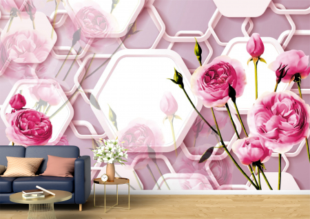 Abstract - Abstract 3D - Tapet Premium Canvas - Bobocii si florile inflorite 3d abstract