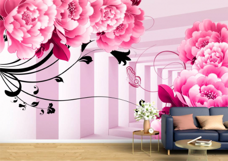 Abstract - Abstract 3D - Tapet Premium Canvas - Bujori roz