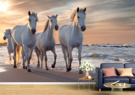 Animale - Tapet Premium Canvas - Cai pe plaja in alergare