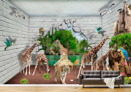 Tapet Premium Canvas - Camera cu animale [2]