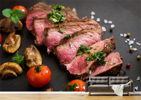 Food&drinks - Tapet Premium Canvas - Carne de vita cu rosii si ciuperci