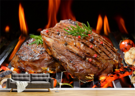 Food&drinks - Tapet Premium Canvas - Carne pe gratar