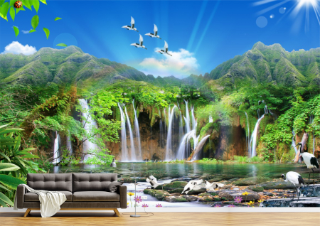 Abstract - Abstract 3D - Tapet Premium Canvas - Cascada si pasarile in zbor 3d abstract