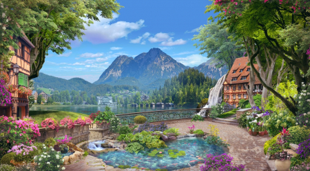 Tapet Premium Canvas - Casele de langa lac [1]